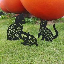 3-teilige Katzen-gartendekoration, Katzen-gartenfiguren Aus Metall