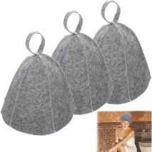 3-teiliger Saunahut, grau, Saunafilzhut für Damen und Herren, Saunahaube, Filz-Saunahüte, Saunakappe, Hutzubehör, geeignet für Saunen, Spas und Bäder