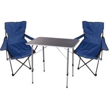 3-teiliges Campingmöbel Set Tisch schwarz 2 x Stuhl Blau-X35000300+2xMPO2431