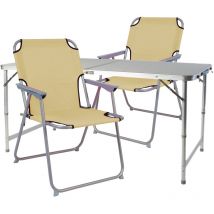 3-teiliges Campingmöbel Set 120x60x58/70cm Beige-DMC330872+2xDPO2600B