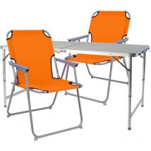 Inda-exclusiv - 3-teiliges Campingmöbel Set 120x60x58/70cm Orange-dmc330872+2xdpo2600o