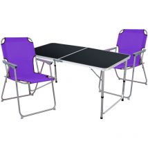 Mojawo - 3-teiliges Campingmöbel Set lila 120x60x58/70cm schwarz-MMC330872B+2xMPO2600L
