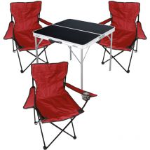 4-teiliges Campingmöbel Set schwarz - rot-MMC330883B+3xMPO2455