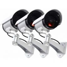 3 Telecamera Di Sorveglianza Finta Da Esterno Luce Led Lampeggiante Infrarossi