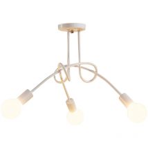 Wottes - Plafonnier Moderne E27 Luminaire Plafonnier Créatif Lampe de Plafond Métal pour Salon Chambre Bar Café Noir 3 Lumières - Blanc