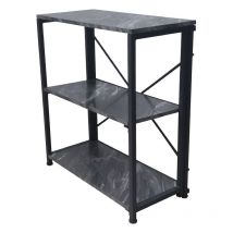 Vanity Living - 3 Tier 72cm Bookshelf Standing Bookcase Metal and Wood Shelving Unit for Storage, Display Unit
