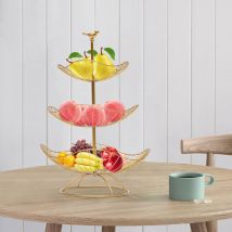 Senderpick - 3-Tier Fruit Basket Bowl Stand Holder Golden Kitchen Vegetable Storage Rack