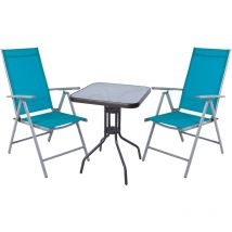 3-tlg Bistro Garnitur Glastisch + 2 Hochlehner-MMC33081DG+2xMMC5000P