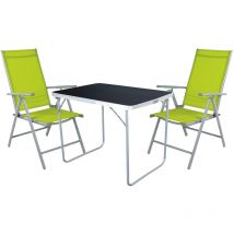 3-tlg Campingsessel Limegrün + Campingtisch-MMC330870B+2xMMC5000GG