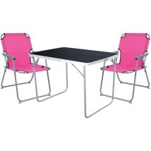 3-tlg Campingsessel Pink + Campingtisch-MMC330871B+2xMPO2600PI