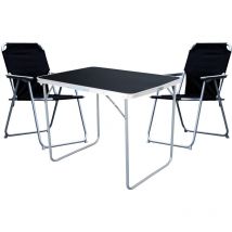 3-tlg Campingsessel schwarz + Campingtisch-MMC330870B+2xMPO2600S