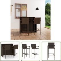 The Living Store 3-tlg. Gartenbar-Set Braun - Gartenbar-Set - Rattan Gartenmöbel - Outdoor Furniture - Balkonmöbel - Terrassenmöbel