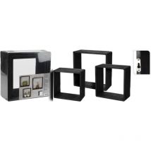 3-tlg. Holzregal-Set 28,5x28,5x12 cm Schwarz H&s Collection