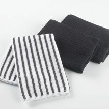 3 Torchons microfibre Cuistot Noir et Unis