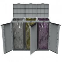 3-türiger Mülleimer aus Kunstharz Cm. 102 x 39 x 89