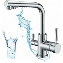 Rosemary - 3-Wege-Küchenarmatur, 360° drehbarer Küchenmischer, Trinkwasser-Küchenarmatur, Küchenspüle-Mischbatterie mit gefiltertem Wasserauslass