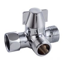 Tinor - 3-Wege-Umstellventilschalter für Dusche, Handbrause und Kopfbrause Duscharm 3-Wege-Umsteller aus massivem Messing, poliertes Chrom (PV8)