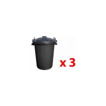 Viss - 3 x 85 litre heavy duty bin - locking lid - outdoor - rubbish - dustbin -horses