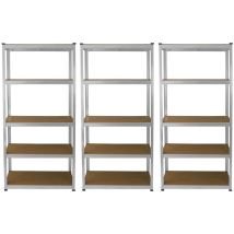 3 X E-rax Lagerregal Garagenregal Stahlregal Werkstattregal Schraubenlos Silber