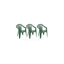 3 X Green Plastic Garden Chairs Low Back Seat Patio Partying Camping Stacking