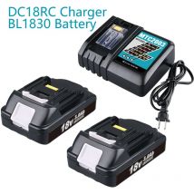 Pdstation - 3,0 Ah 18 v Akku (2er-Pack) und 3 a Ladegerät DC18RC Ersatz, kompatibel mit Makita 18 v Lithium-Ionen-Akkus BL1860 BL1850 BL1840 BL1830