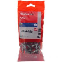 30 chevilles métallique pour carton-plâtre gkm-sf /30B avec vis à tête bombée Fischer