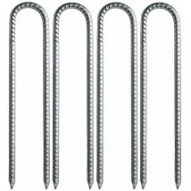 30 cm – Bewehrungspfähle aus verzinktem Stahl – U-förmige Ankerpfähle – Ankerpfähle für Zelte, Pavillons, Burgen, Zelte, Trampoline, Trampoline,