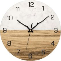 30 cm moderne Wanduhr aus Metall, groß, aus Marmor und Holz, geräuschlos, nicht tickend, Uhr für Wohnzimmer, Schlafzimmer, Küche, Zuhause, Büro