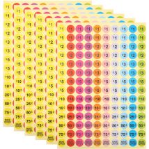 Feiyue - 30 feuilles d'autocollants d'étiquettes de prix pour les produits de vente de garage, étiquettes rondes de prix de garage à pois