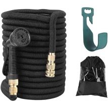 30 m/100 ft ausziehbarer Gartenschlauch mit 8 Funktionen, flexibler und leichter Schlauch, für Gartenbewässerung und -reinigung, schwarz, 30 m/100 ft