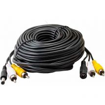 Green Feathers - 30 Metre 3 Way Cable for cctv with Power Audio Video rca Connectors