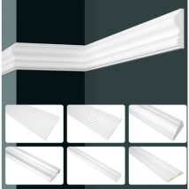Grand decor moulures, mousse dure pu blanche - 2m moulures murales lisses: 10 Mètres / 5 Bandes, CR803 - 20x8mm