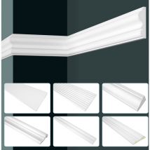Grand decor moulures, mousse dure pu blanche - 2m moulures murales lisses: 20 Mètres / 10 Bandes, CR800 - 140x30mm