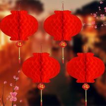 30 Pack Red Paper Lanterns, Hanging Red Lanterns, Chinese New Year Decorations for Spring Festival, Lantern Festival