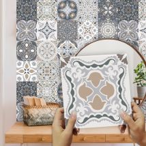 30 pcs Autocollant pour Carrelage en pvc 15x15cm Imperméable Sticker Carrelage Adhesif Mural Salle de Bain Autocollant pour Carrelage Salle de Bain