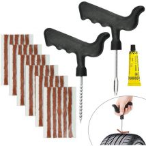 Largeight - 30 pcs Mèche Réparation Pneu en Caoutchouc Naturel Mèche Pneu Voiture 6MM10CM Kit Réparation Pneu Moto avec 2 Outils de Pose kit