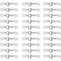 Shining House - 30 Pcs Pince de Homard Fermoir, Fermoirs Bracelet avec Extrémités de Cordon, Fermoir Attach avec Chaîne d'Extension pour la