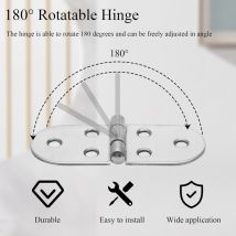 Gotrays - 30 Pièces 180 Degrés Charnières Inox, 80×30 mm Charnière Invisible, Petites Charnières pour Meubles Placards Table pliante Caisse en bois