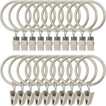 30 Pièces Anneaux de Rideaux, Métal Pince Rideau Anneaux Rideaux avec Pince, Robuste Pince pour Rideaux Anneau Rideau Antirouille Anneaux pour