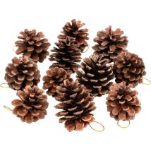 30 pièces de pommes de pin naturelles, ornements rustiques avec ficelle pour décoration d'arbre de Noël et d'automne