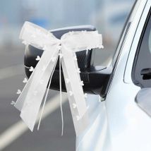 30 Pièces Noeud Voiture Mariage Blanc Décoration de Voiture de Mariage De Mariage Nœuds pour Satin Ruban Voiture Mariage pour Mariage Voiture