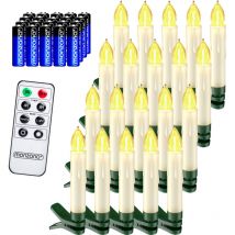 Monzana led Candele per Albero di Natale a Batteria Bianco Caldo Colorato Set di 20 30 Candele per Albero di Natale con Timer a Batteria Regolabile