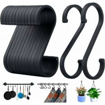 Yoyaxi - S-Haken, hängende Aluminiumhaken mit matter Oberfläche, 12er-Packung. (Mattschwarz)