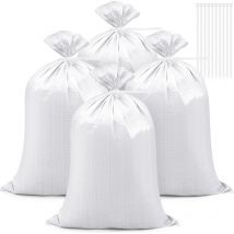 Paryou - 30 Sacs de Sable Anti-Inondation 45 x 75 cm Sac de Gravier Tissé Résistant Sacs à Déchets et 30 Cravates pour Stockage de Déchets de Jardin