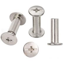 30 Sets Chicago-Bindeschrauben, vernickelte Bindeschrauben 5 mm x 15 mm, silberfarben