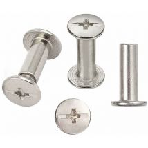 Aougo - 30 Sets Chicago Binding Screws, 5mm x 15mm Nickel Plated Binding Screw Binding, Silver Tone