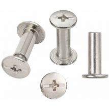 30 Sets Chicago Reliure Vis, reliure à vis de reliure nickelée 5 mm x 15 mm, ton argent