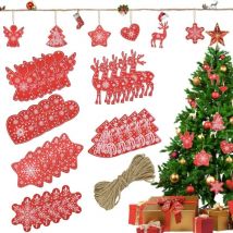 30-teiliges Weihnachtsbaumschmuck-Set aus Holz, Christbaumschmuck-Set, Weihnachtsschmuck aus Holz, Weihnachtsbaumschmuck, Holzanhänger mit 10 Metern