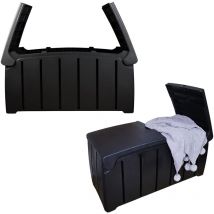 Ward - Black 115cm x 55cm x 60cm Butterfly Opening Top 300 Litre Large Garden Storage Box Weatherproof with Padlock Hole