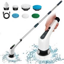 Brosse de Nettoyage électrique,avec 7 têtes de Brosse et rallonge, Spin Scrubber Brosse Rotative Nettoyage Électrique pour Les Coins, la Salle de